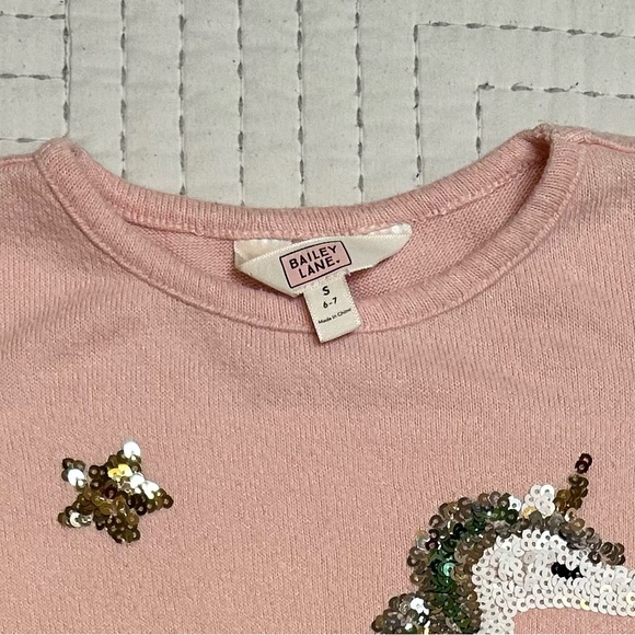 Unicorn Sequin Peplum Sweater Top 6-7 - Picture 3 of 3